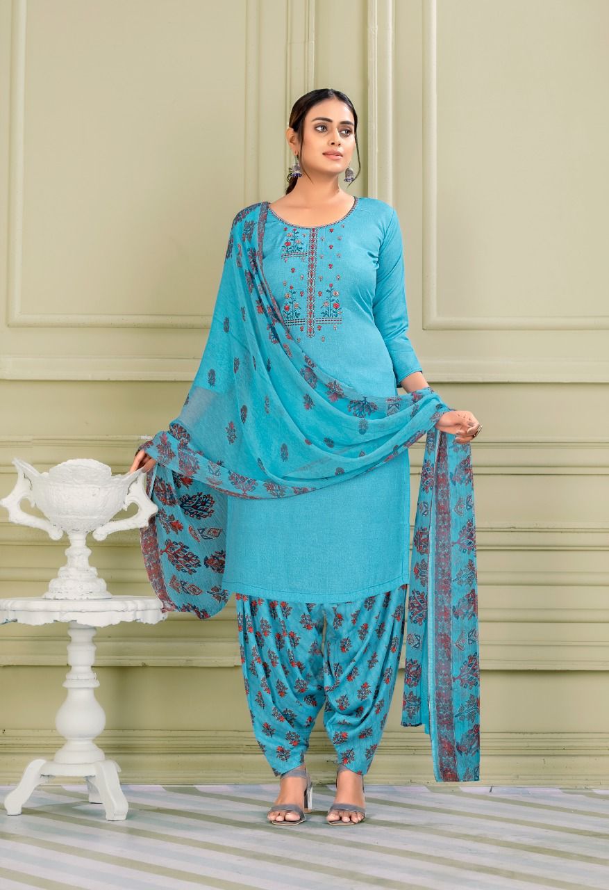 Priyaa 7 Premium Cotton Printed Regular Wear Patiala Dress Material Collection